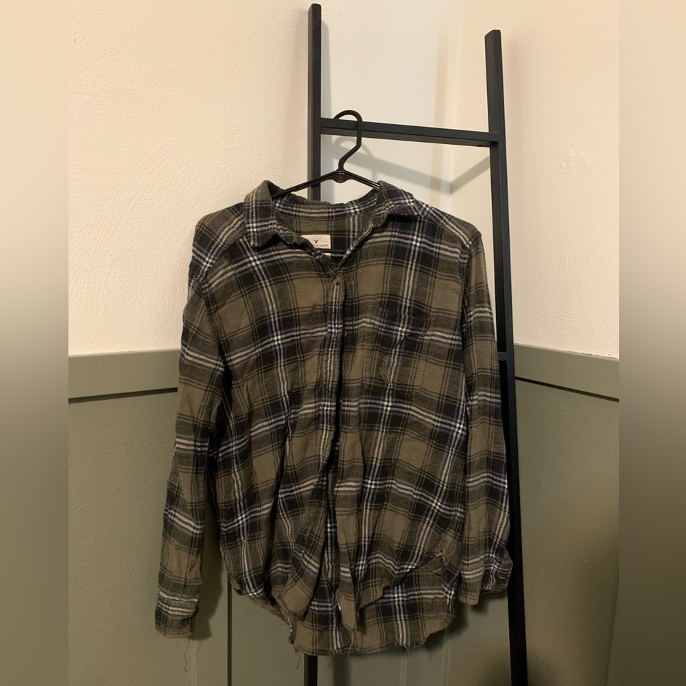 Distressed Flannel Button Up